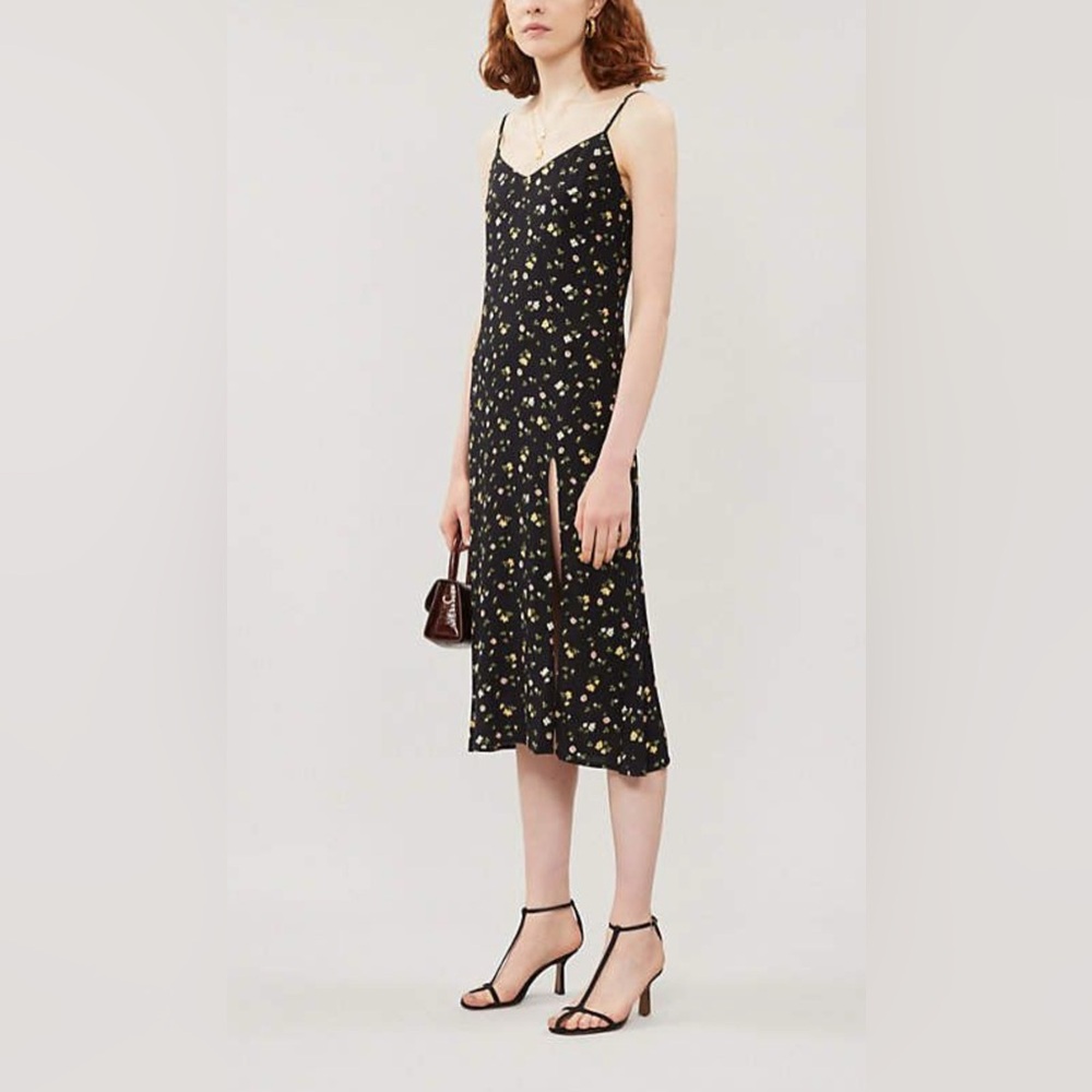 Reformation Black Spaghetti strap midi dress